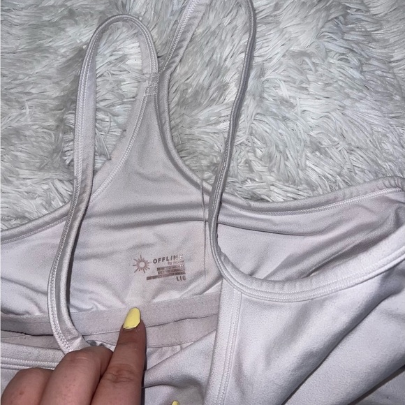 Aerie Offline White Razor Back Cropped Tank size Large - Picture 2 of 4